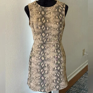 She & Sky Snake Skin Print Round Neck Sleeveless Midi Dress